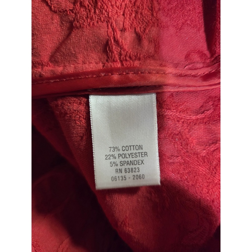 CJ Banks Red Paisley Textured Button Front Jacket Stretch Womens 2X Spring - Picture 6 of 7
